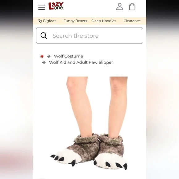 Lazy One Furry Monster Paw Slippers - Brown and White - Picture 9 of 9